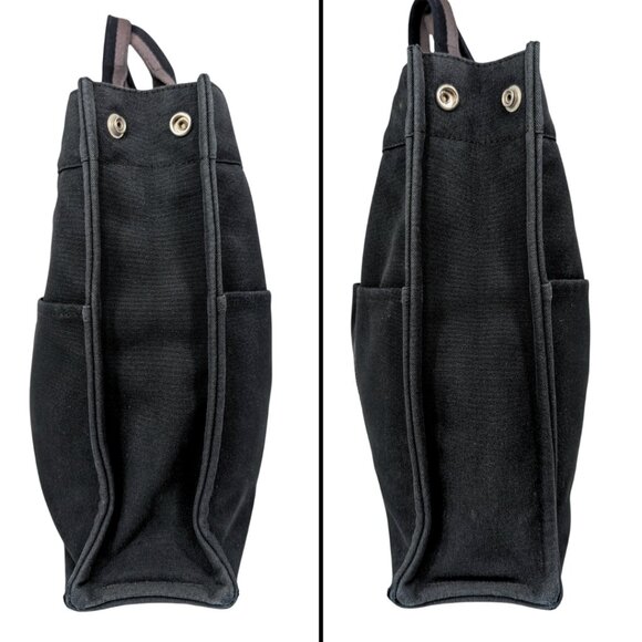 Hermès Black Cotton Canvas Fourre Tout MM Casual Snap Tote Bag Made in France - Picture 3 of 11